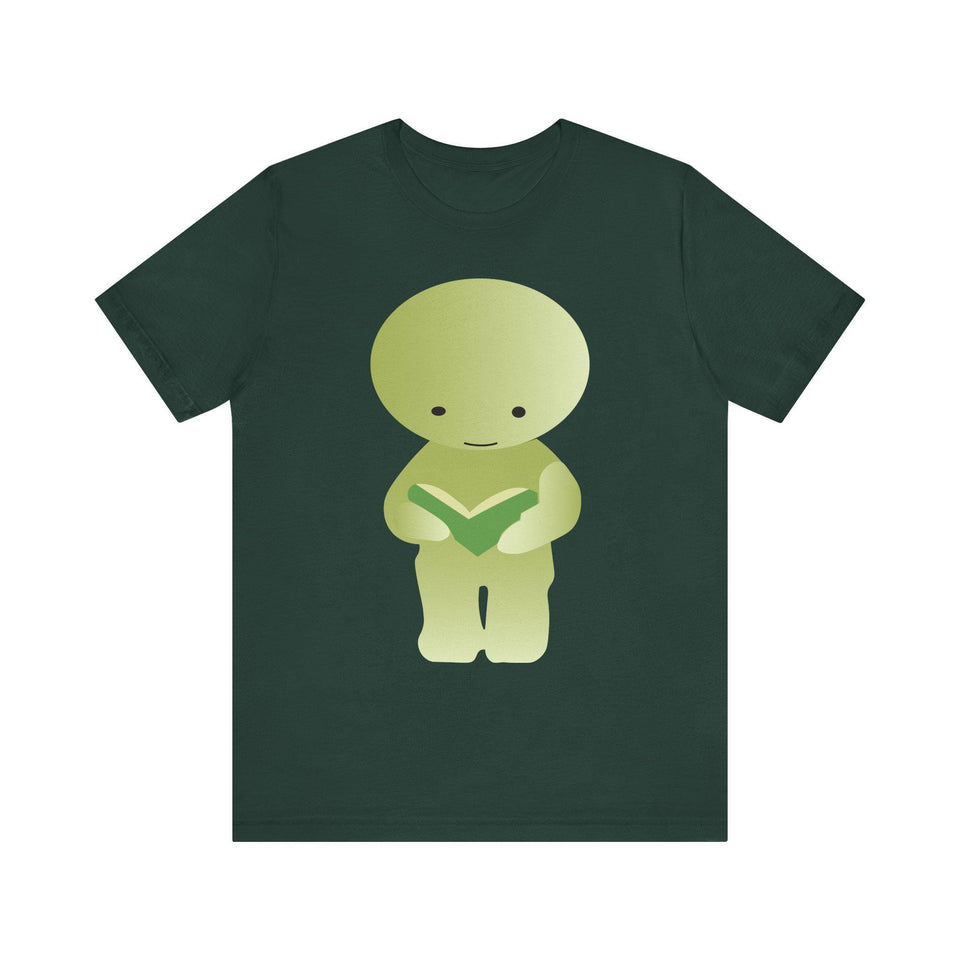 Smiski Reading Book T-Shirt: Kawaii Geeky Graphic Tee