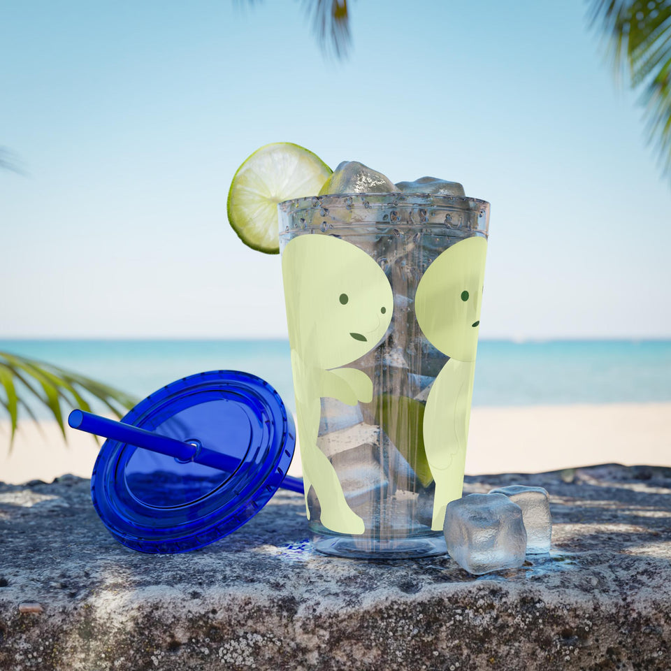 Smiski Tumbler with Straw: Playful Sunsplash Design, 16oz