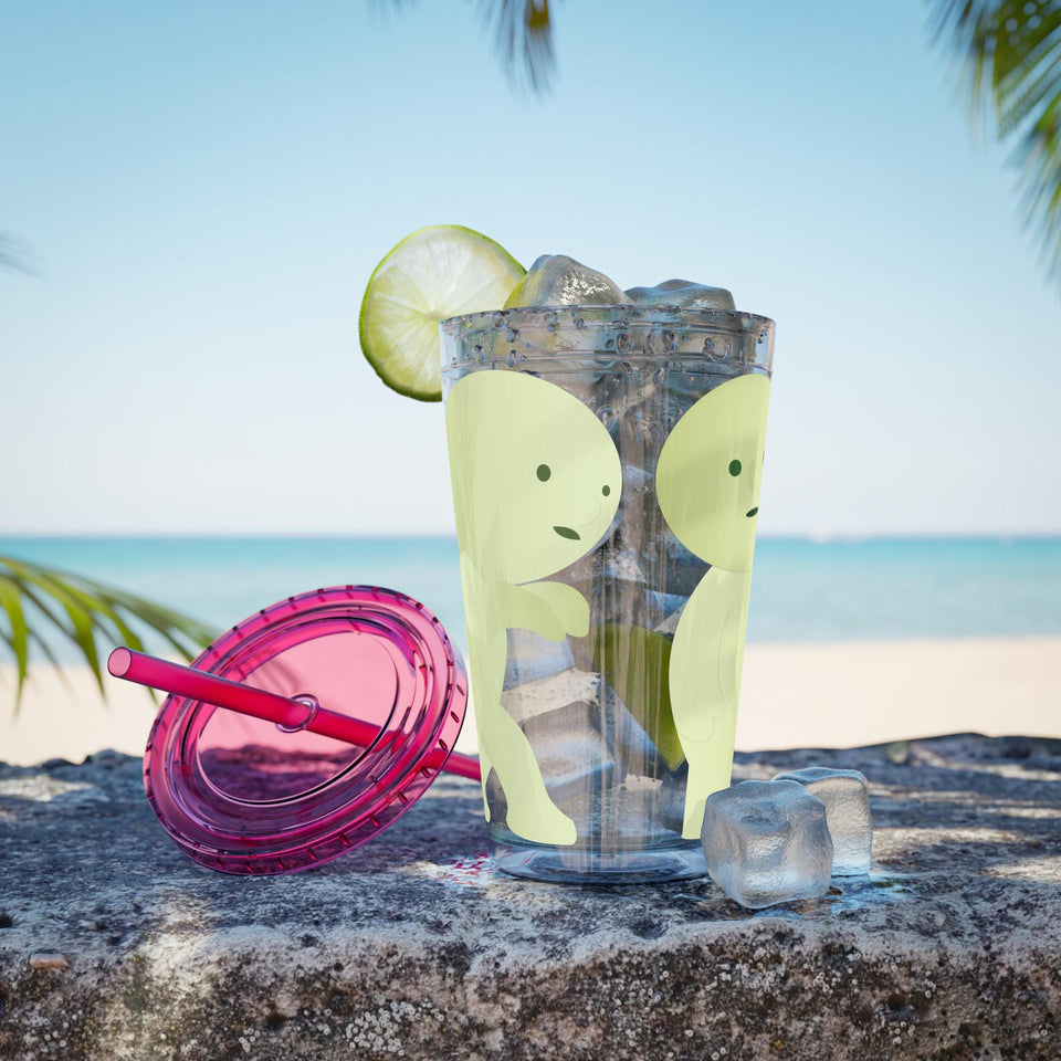Smiski Tumbler with Straw: Playful Sunsplash Design, 16oz
