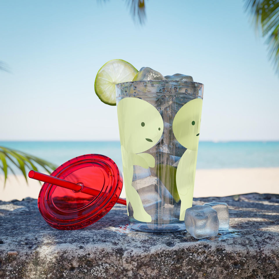 Smiski Tumbler with Straw: Playful Sunsplash Design, 16oz