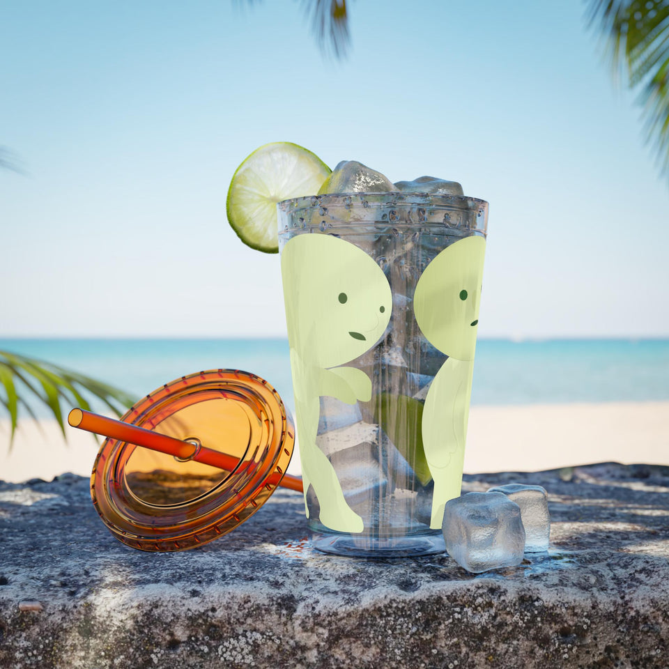 Smiski Tumbler with Straw: Playful Sunsplash Design, 16oz