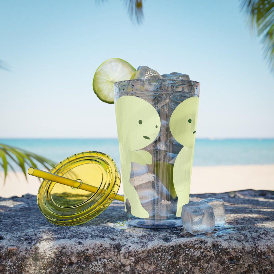 Smiski Tumbler with Straw: Playful Sunsplash Design, 16oz