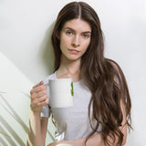 White glossy mug smiski design