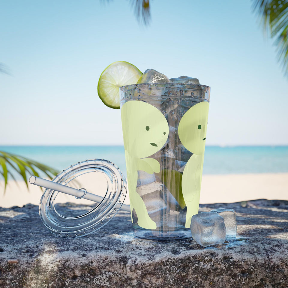 Smiski Tumbler with Straw: Playful Sunsplash Design, 16oz