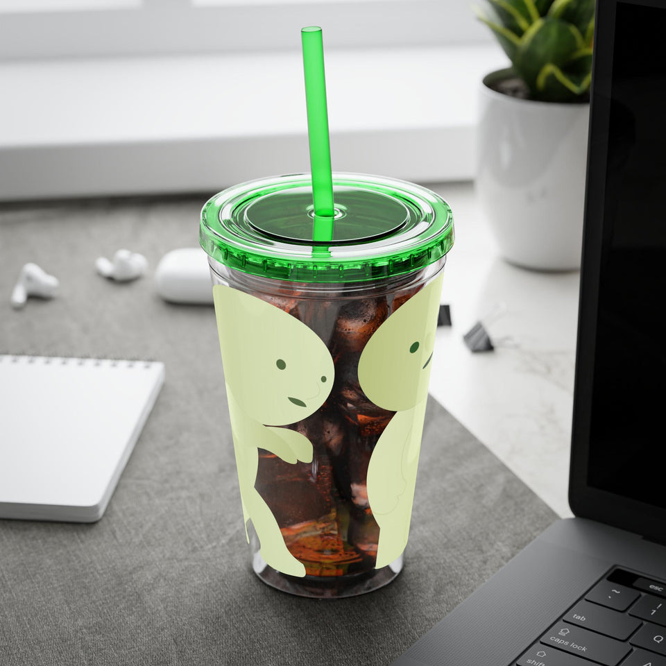 Smiski Tumbler with Straw: Playful Sunsplash Design, 16oz