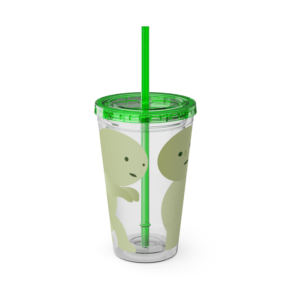 Smiski Tumbler with Straw: Playful Sunsplash Design, 16oz