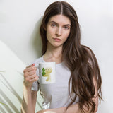 White glossy mug smiski design