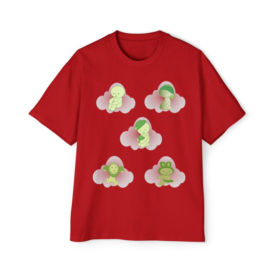 Smiski Cartoon Print T-Shirt, Oversized Carded Cotton Tee