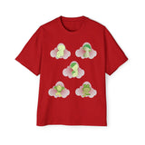 Smiski Cartoon Print T-Shirt, Oversized Carded Cotton Tee