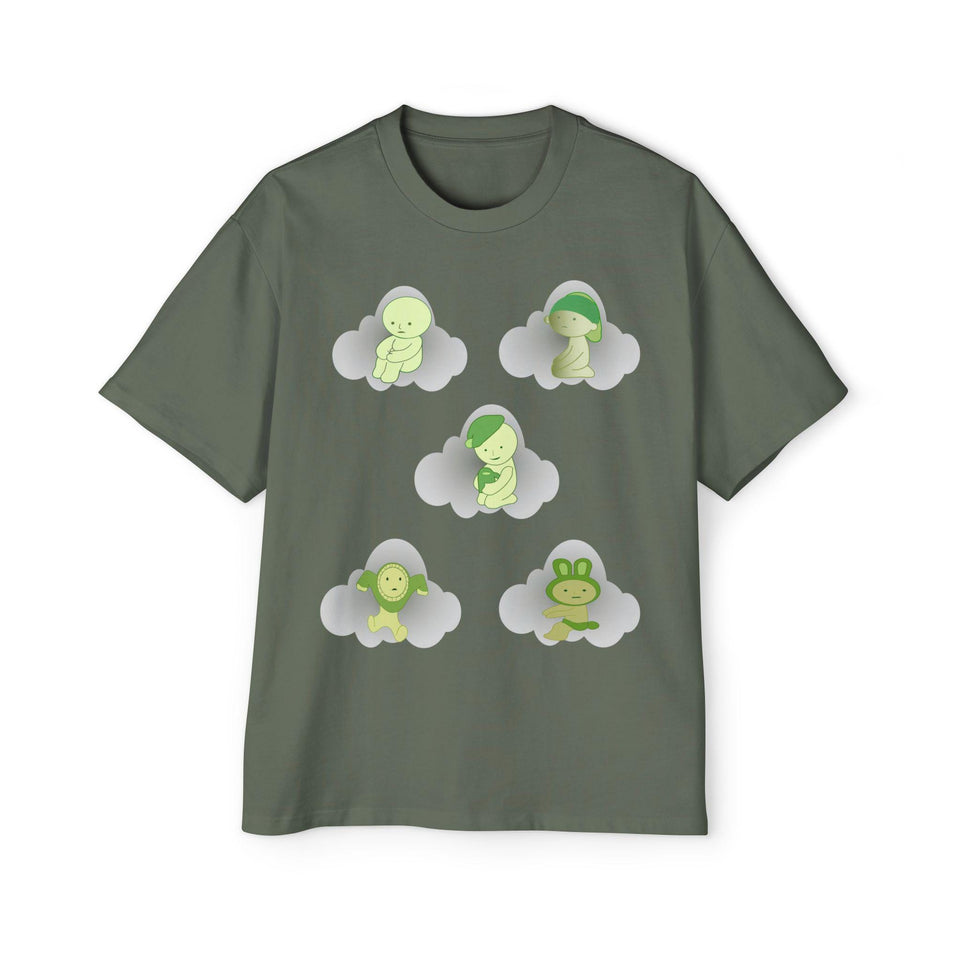 Smiski Cartoon Print T-Shirt, Oversized Carded Cotton Tee