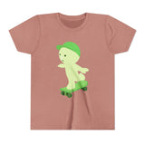 Smiski Skateboarding Youth Tee: Glow-in-the-Dark Kawaii Graphic T-Shirt