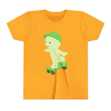 Smiski Skateboarding Youth Tee: Glow-in-the-Dark Kawaii Graphic T-Shirt