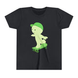 Smiski Skateboarding Youth Tee: Glow-in-the-Dark Kawaii Graphic T-Shirt