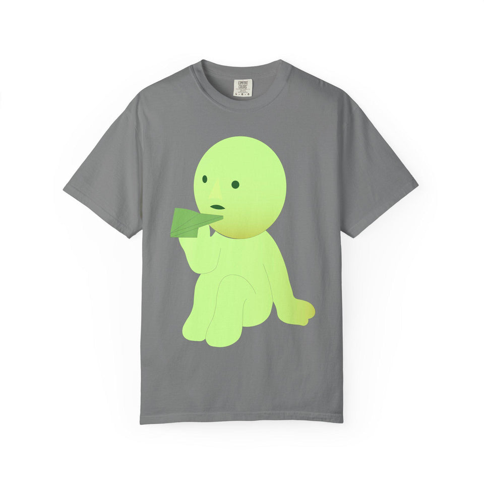 Smiski T-shirt: Garment-Dyed Cotton Tee with Kawaii Character