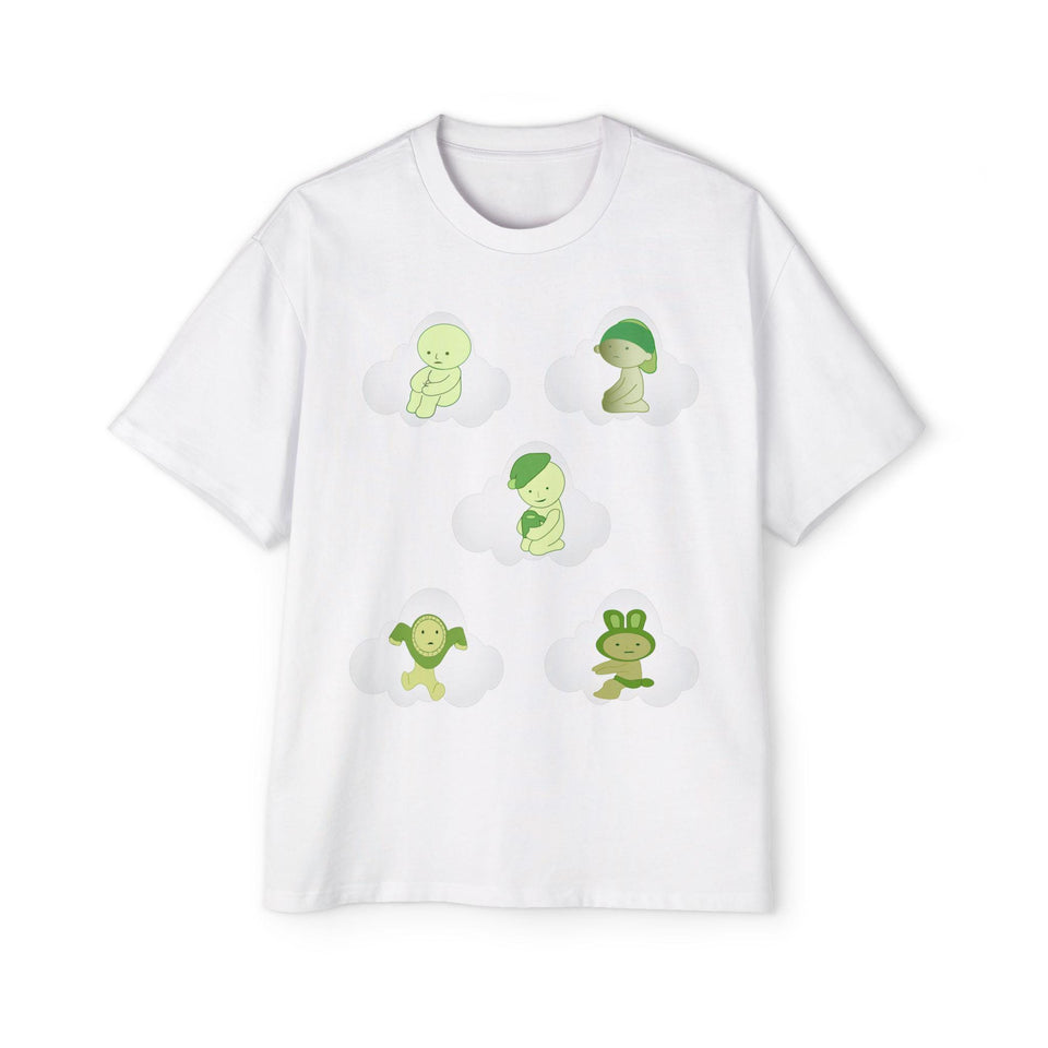 Smiski Cartoon Print T-Shirt, Oversized Carded Cotton Tee