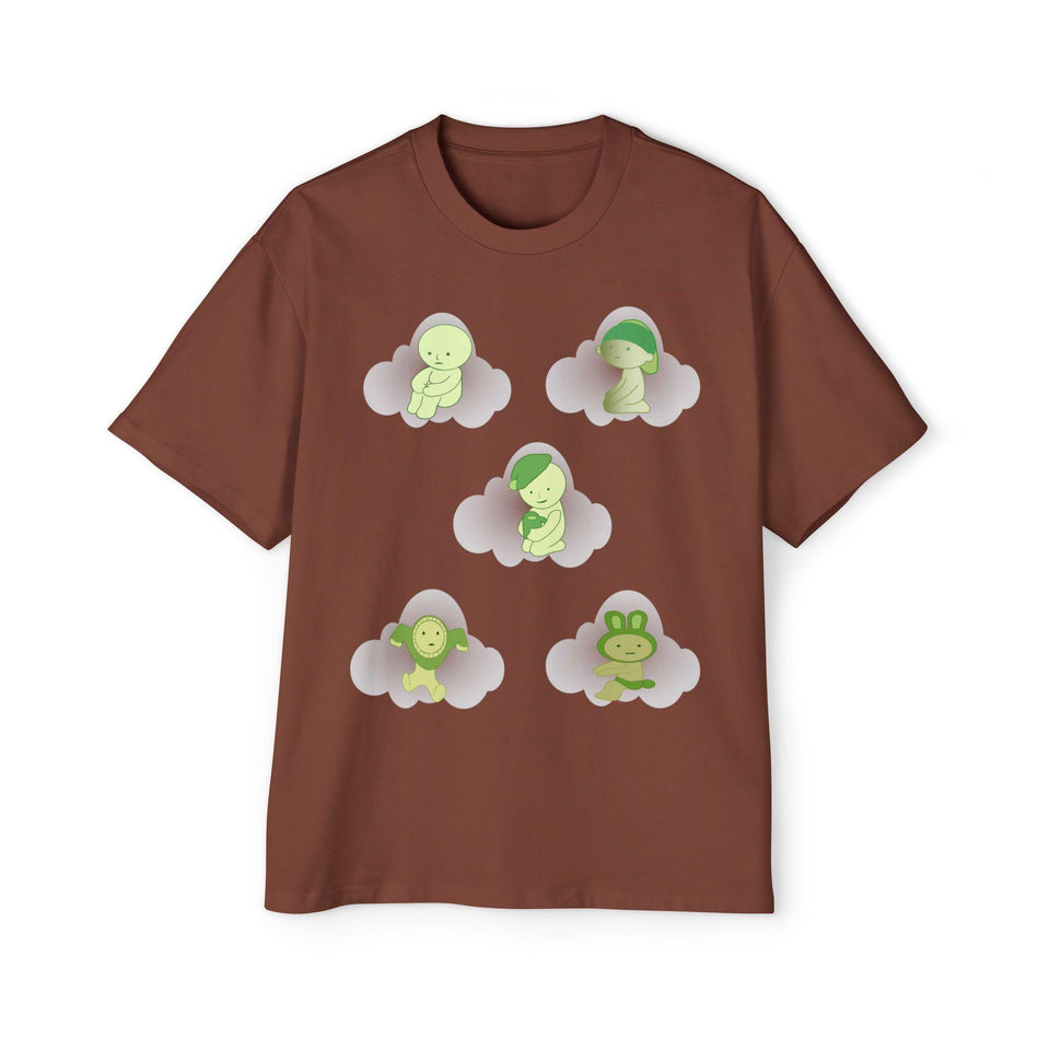 Smiski Cartoon Print T-Shirt, Oversized Carded Cotton Tee