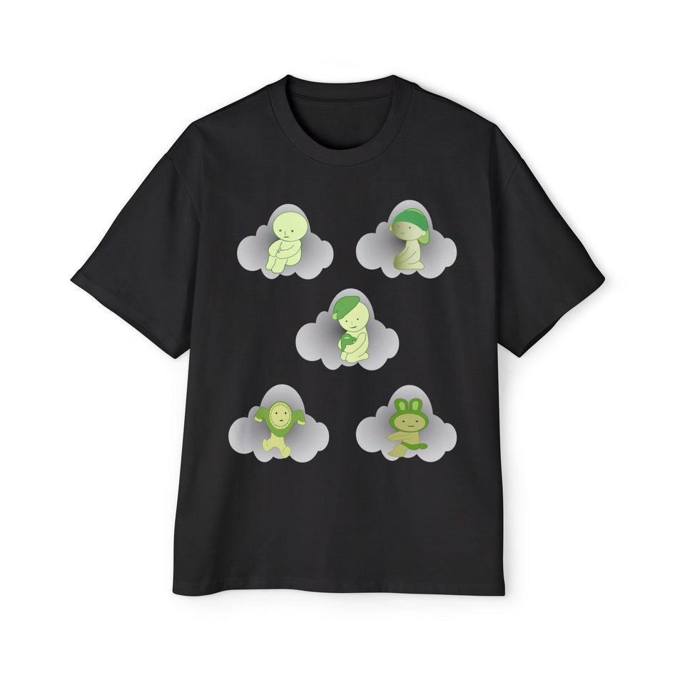 Smiski Cartoon Print T-Shirt, Oversized Carded Cotton Tee