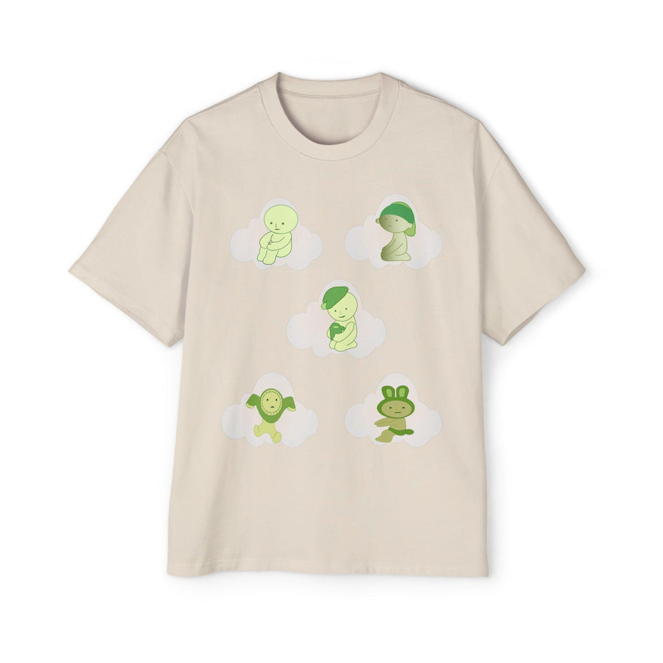 Smiski Cartoon Print T-Shirt, Oversized Carded Cotton Tee