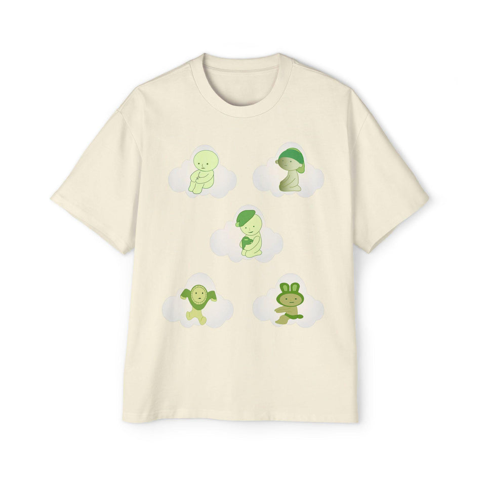 Smiski Cartoon Print T-Shirt, Oversized Carded Cotton Tee