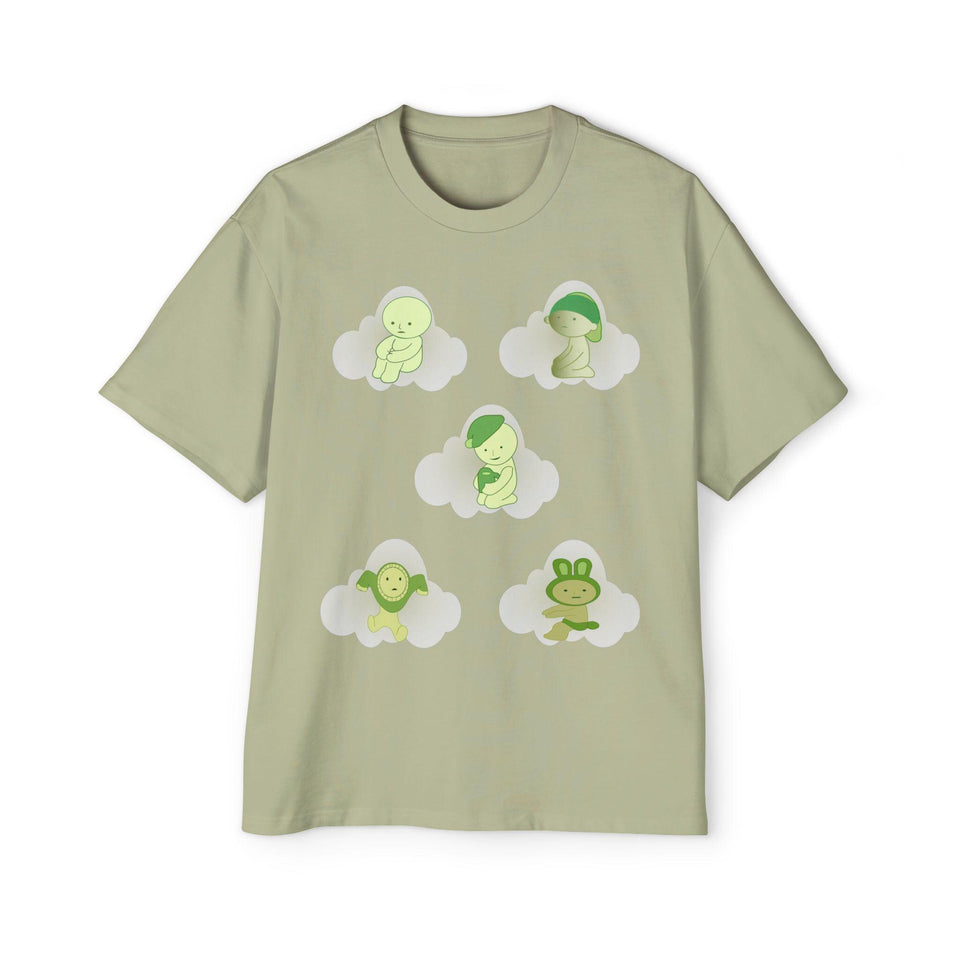 Smiski Cartoon Print T-Shirt, Oversized Carded Cotton Tee