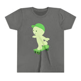 Smiski Skateboarding Youth Tee: Glow-in-the-Dark Kawaii Graphic T-Shirt
