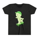 Smiski Skateboarding Youth Tee: Glow-in-the-Dark Kawaii Graphic T-Shirt