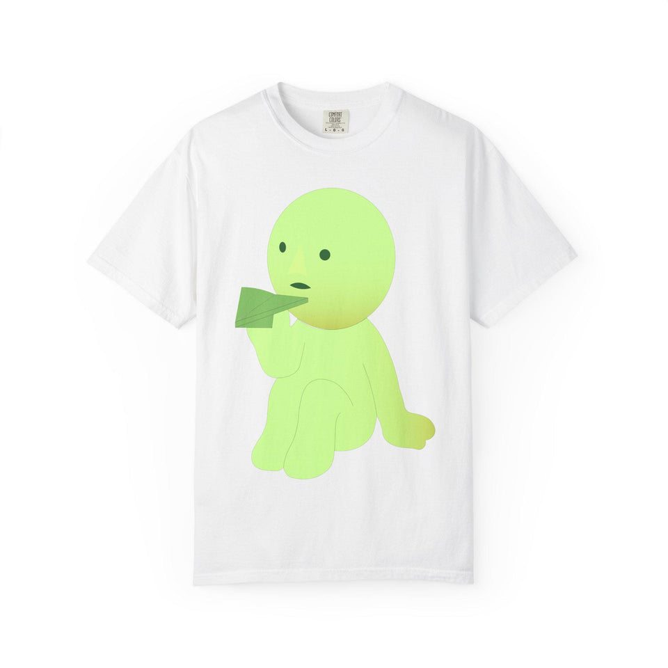 Smiski T-shirt: Garment-Dyed Cotton Tee with Kawaii Character