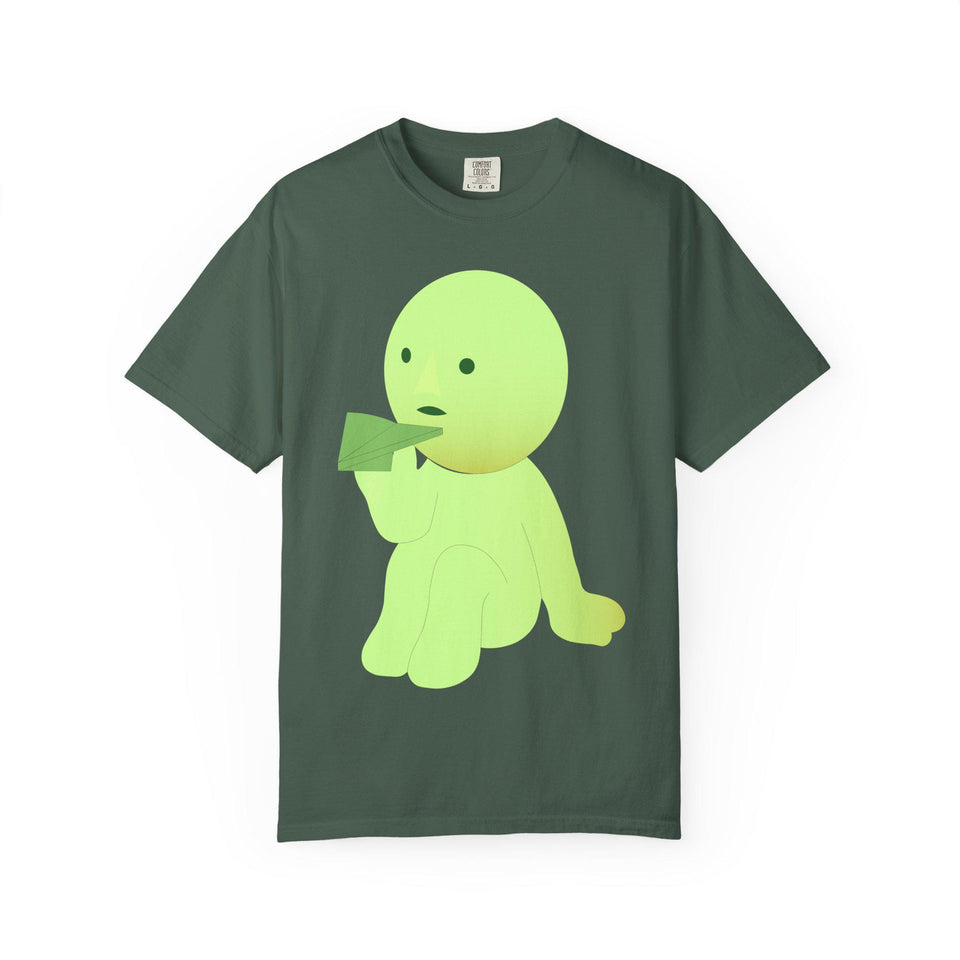 Smiski T-shirt: Garment-Dyed Cotton Tee with Kawaii Character