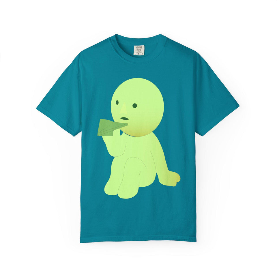 Smiski T-shirt: Garment-Dyed Cotton Tee with Kawaii Character