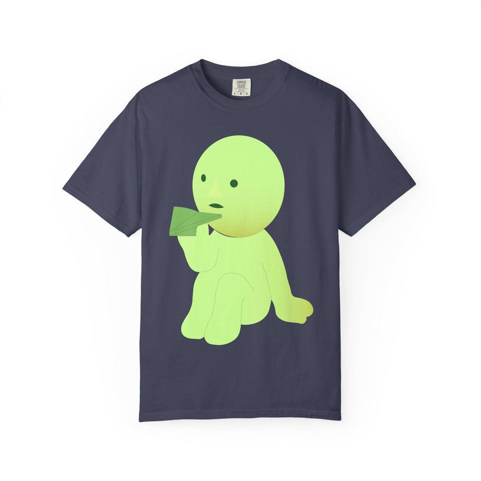 Smiski T-shirt: Garment-Dyed Cotton Tee with Kawaii Character