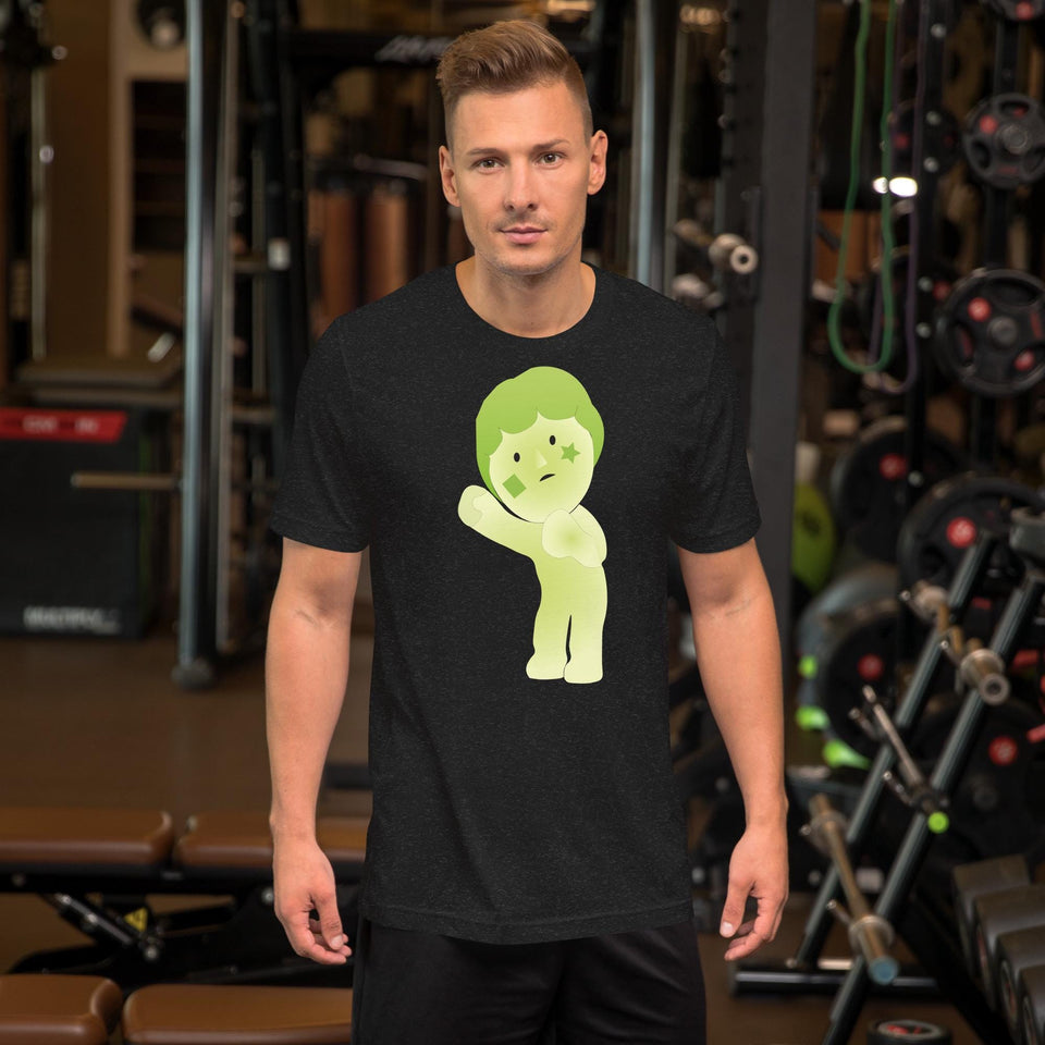 Cute Green Star Face Character T-Shirt | Unique Minimal Cartoon Tee | Soft Aesthetic Graphic Shirt | Whimsical Gift for Art Lovers