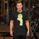 Cute Green Star Face Character T-Shirt | Unique Minimal Cartoon Tee | Soft Aesthetic Graphic Shirt | Whimsical Gift for Art Lovers