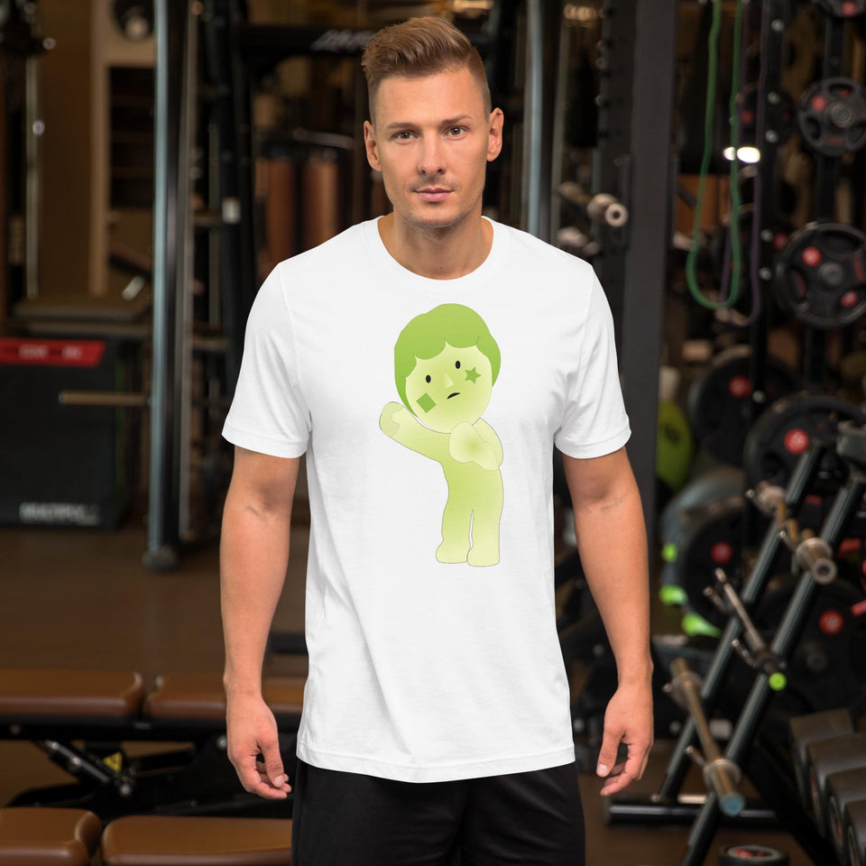 Cute Green Star Face Character T-Shirt | Unique Minimal Cartoon Tee | Soft Aesthetic Graphic Shirt | Whimsical Gift for Art Lovers