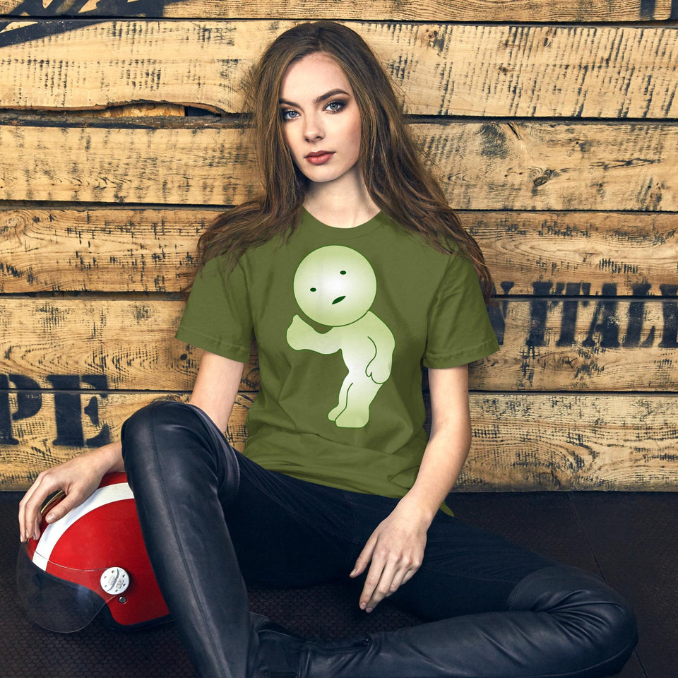 Cute Green Smiski Cartoon Thumbs-Up T-Shirt | Adorable & Playful Design
