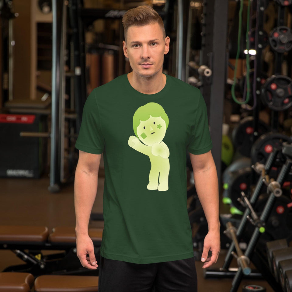 Cute Green Star Face Character T-Shirt | Unique Minimal Cartoon Tee | Soft Aesthetic Graphic Shirt | Whimsical Gift for Art Lovers