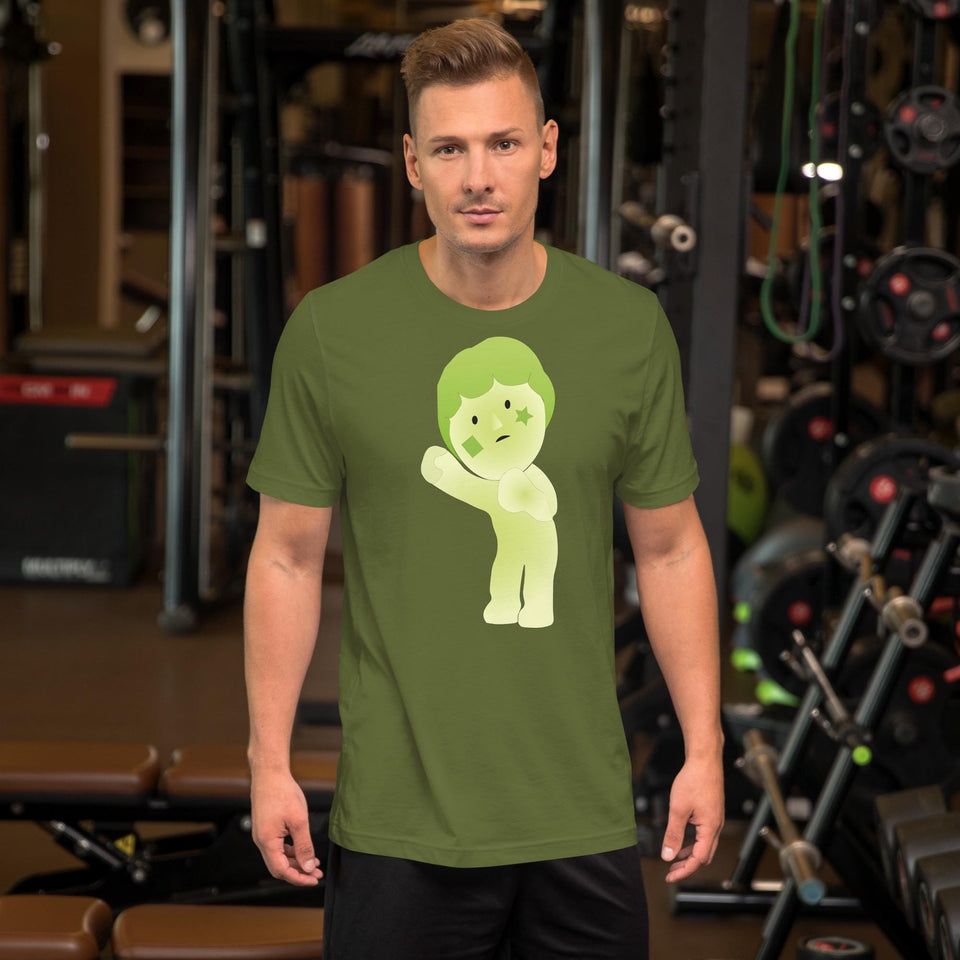 Cute Green Star Face Character T-Shirt | Unique Minimal Cartoon Tee | Soft Aesthetic Graphic Shirt | Whimsical Gift for Art Lovers