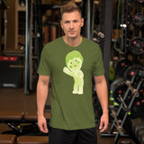 Cute Green Star Face Character T-Shirt | Unique Minimal Cartoon Tee | Soft Aesthetic Graphic Shirt | Whimsical Gift for Art Lovers