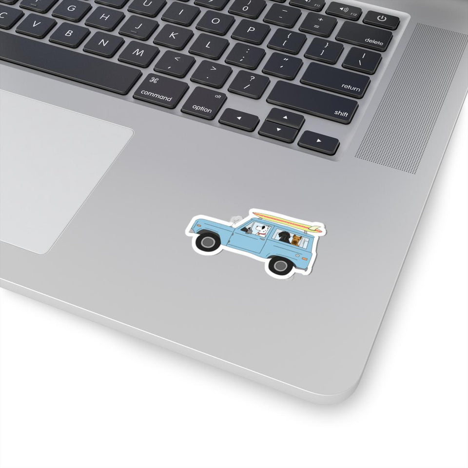 Surfing Dogs Vinyl Sticker, Car Laptop Decal