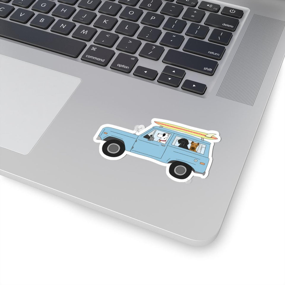 Surfing Dogs Vinyl Sticker, Car Laptop Decal