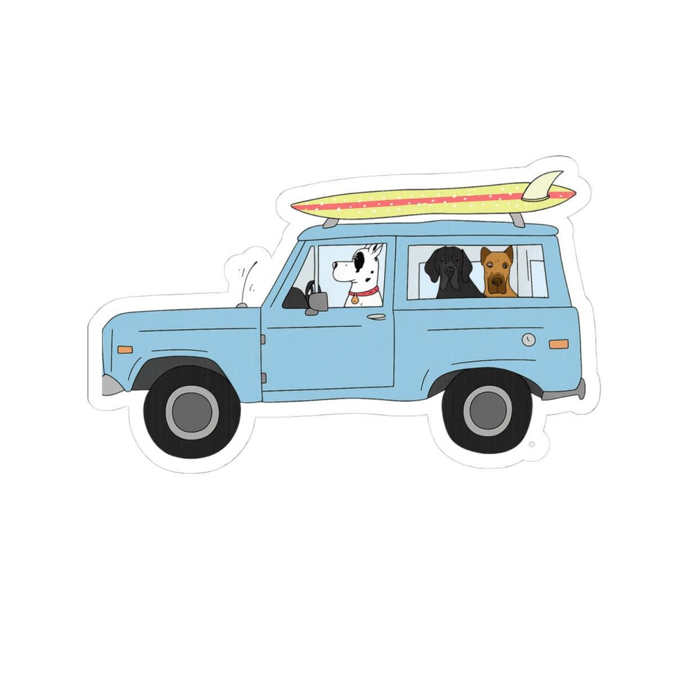 Surfing Dogs Vinyl Sticker, Car Laptop Decal