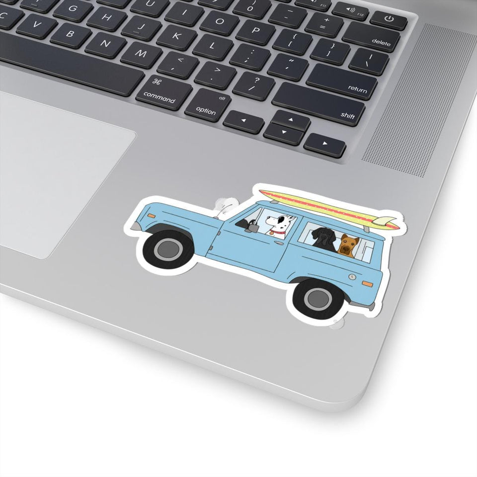 Surfing Dogs Vinyl Sticker, Car Laptop Decal