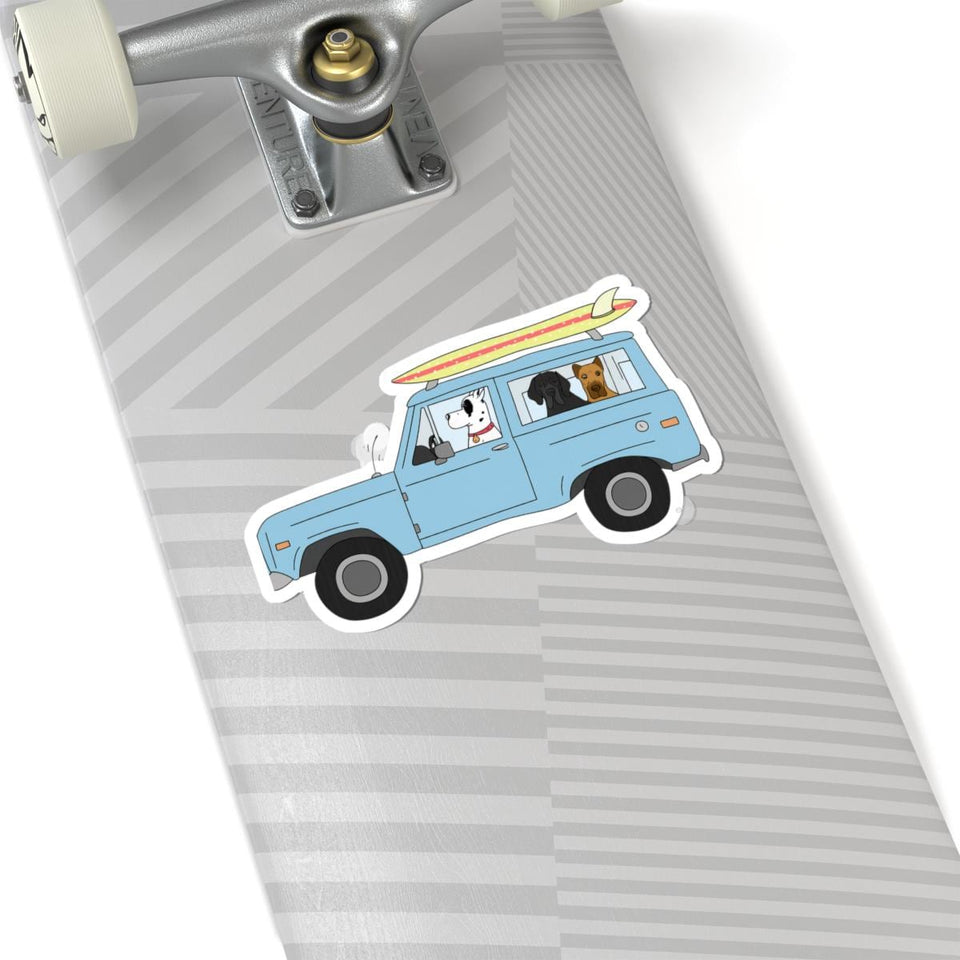 Surfing Dogs Vinyl Sticker, Car Laptop Decal