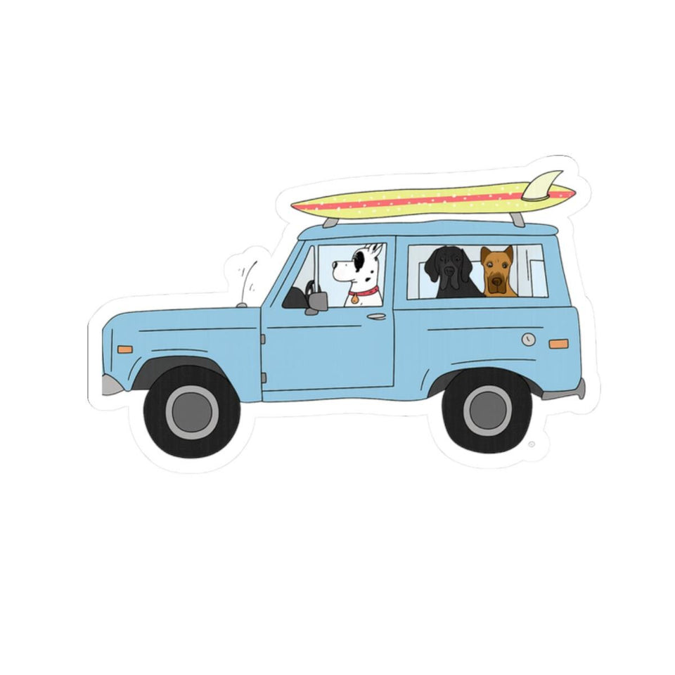 Surfing Dogs Vinyl Sticker, Car Laptop Decal