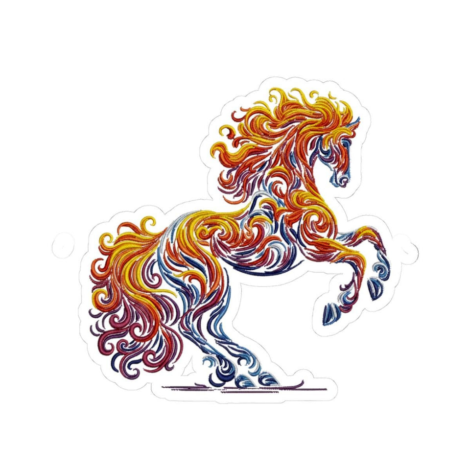 Fiery Horse Sticker, Chinese Zodiac Symbol, Colorful Stallion Decal