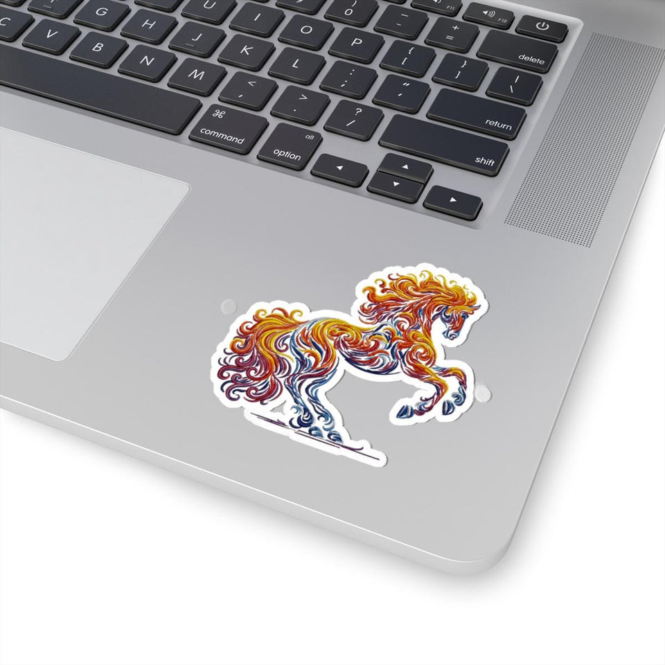 Fiery Horse Sticker, Chinese Zodiac Symbol, Colorful Stallion Decal
