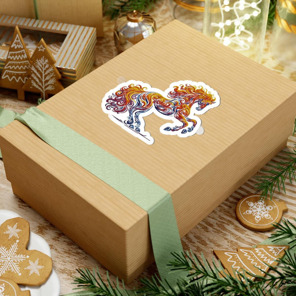 Fiery Horse Sticker, Chinese Zodiac Symbol, Colorful Stallion Decal