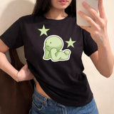 Smiski Green Character Graphic Tee, Kawaii Oversized Streetwear Top