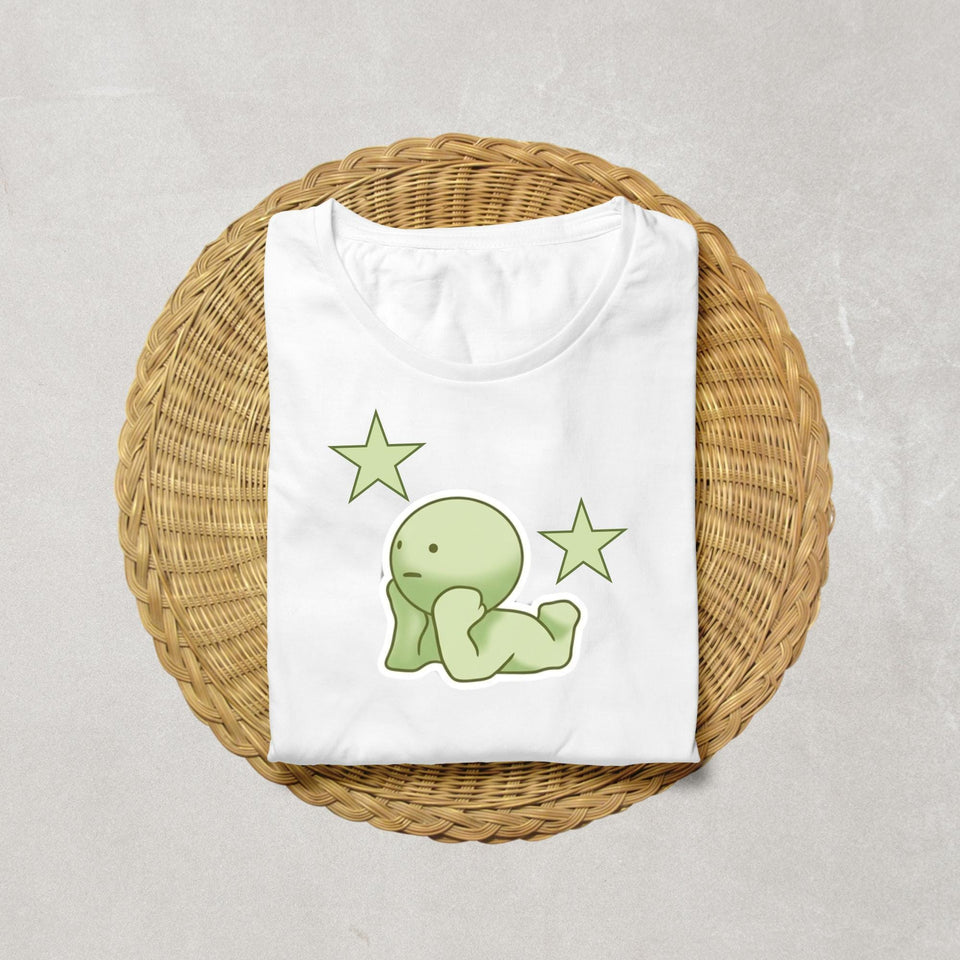 Smiski Green Character Graphic Tee, Kawaii Oversized Streetwear Top