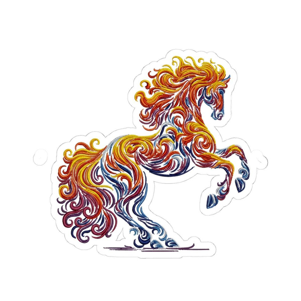 Fiery Horse Sticker, Chinese Zodiac Symbol, Colorful Stallion Decal