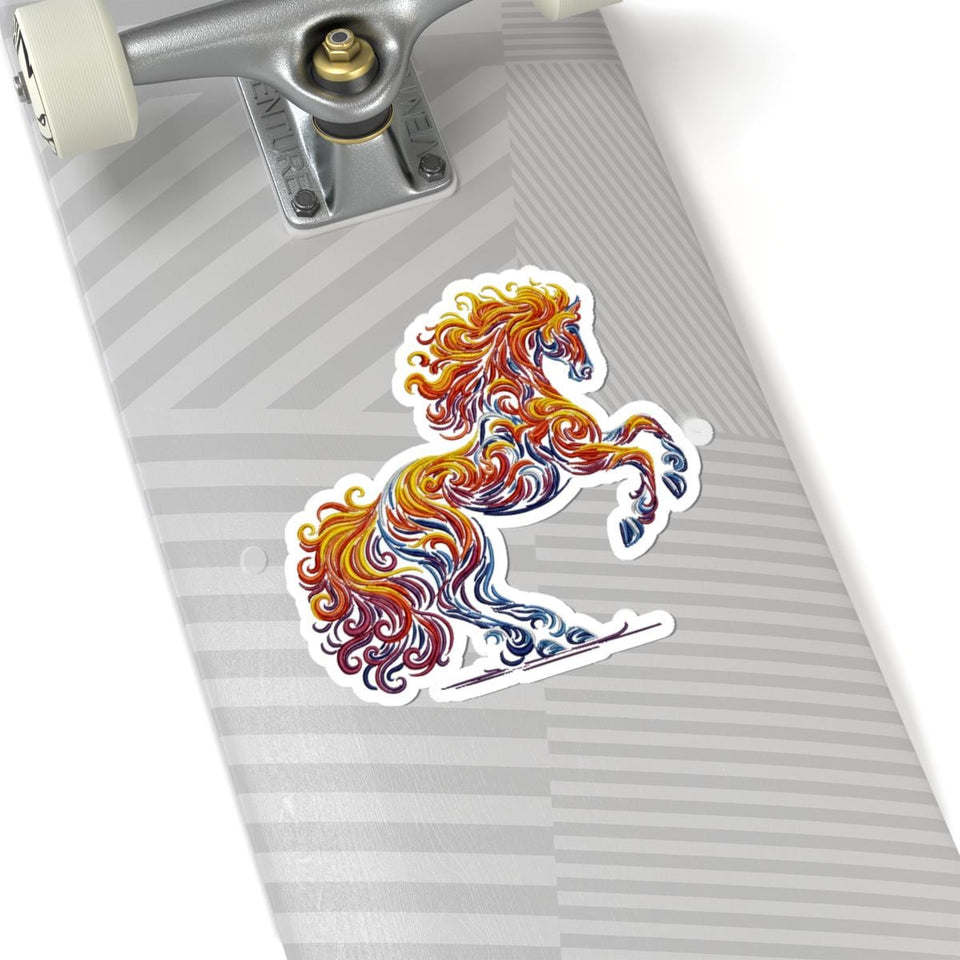 Fiery Horse Sticker, Chinese Zodiac Symbol, Colorful Stallion Decal
